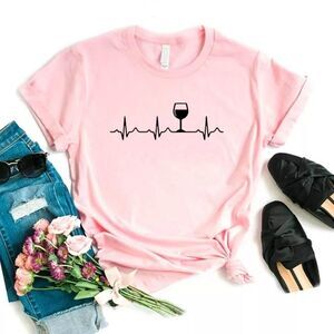 Wine Heartbeat ❤ Graphic Super Soft Tee Shirt